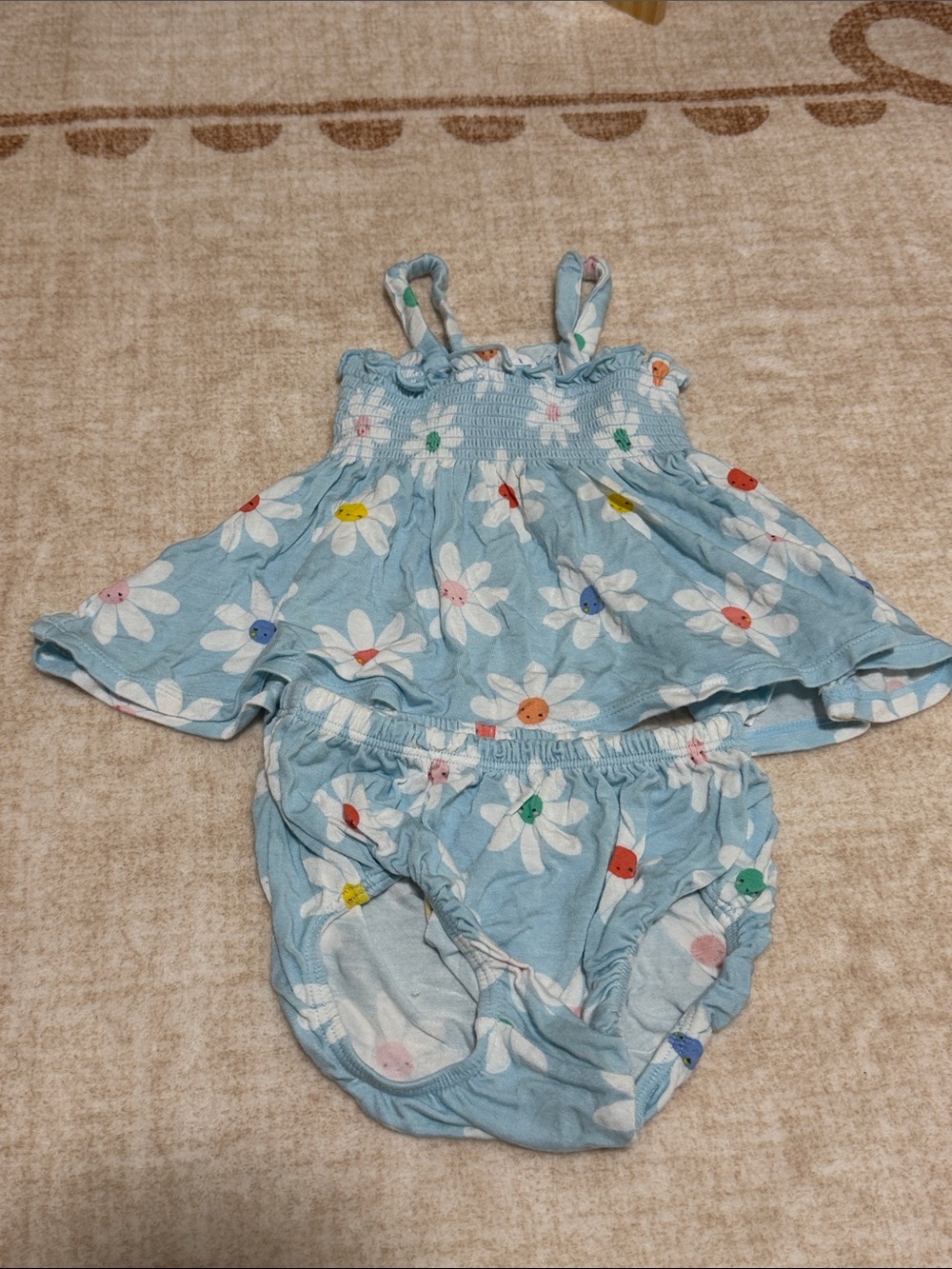Angel Dear Light Blue Daisy Smocked Tank & Bloomers